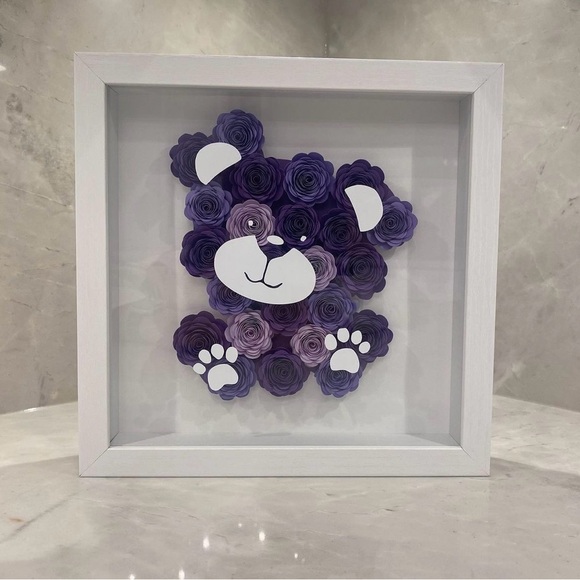 Floral shadow box - purple bear - Picture 1 of 1